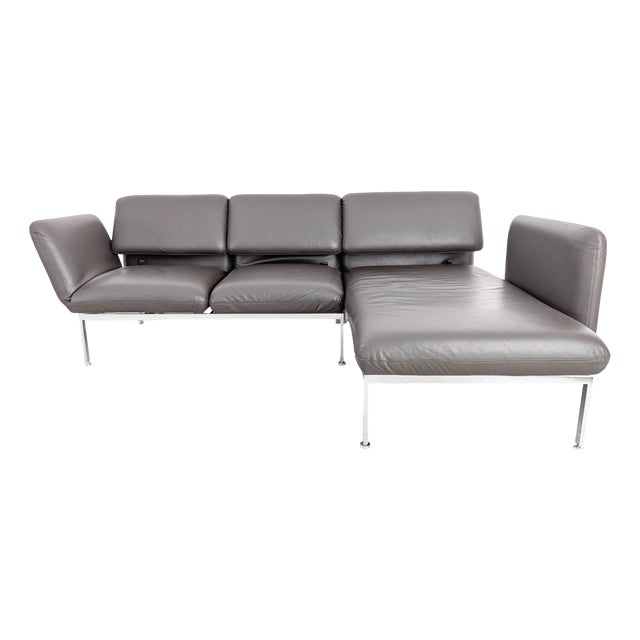 Roro Corner Couch in Leather Grey from Brühl, Set of 2 For Sale
