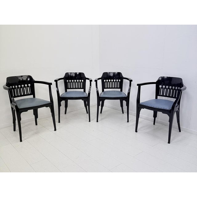 Antique Vienna Secession No. 714 Armchairs by Gustav Siegel for Jacob & Josef Kohn, 1890s, Set of 4 For Sale - Image 10 of 18