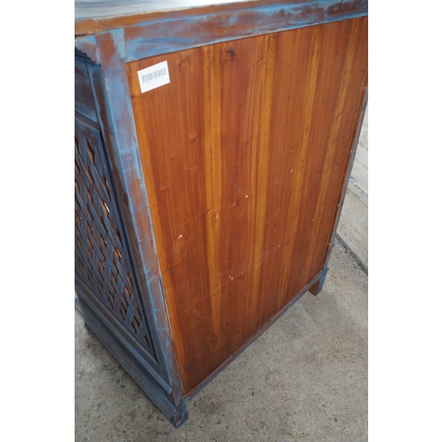 Vintage Mahogany Lattice Tv Cabinet Console Linen Press For Sale - Image 10 of 12