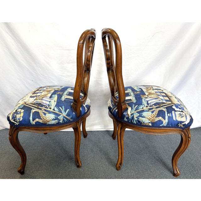 Wood Vintage Pretzel Back Wood Chairs With New Statement Upholstery- A Pair For Sale - Image 7 of 18