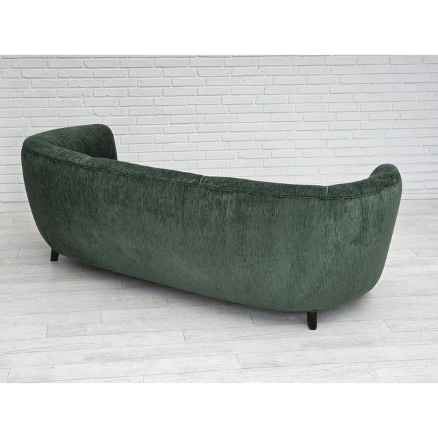 Vintage Danish Velour 3 Seater Banana Sofa, 1960s For Sale - Image 16 of 18