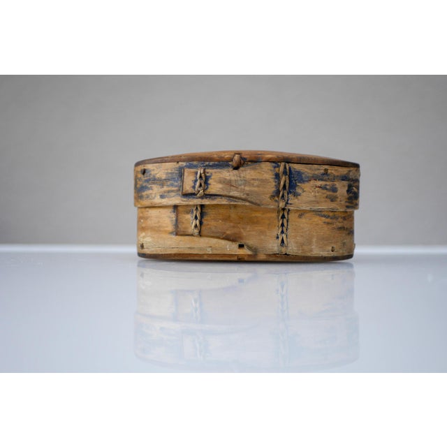 Scandinavian Swedish Folk Art Bent Wooden Tine Box For Sale - Image 10 of 11