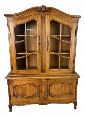 Vintage French Louis XIV Style Oak Display Cabinet