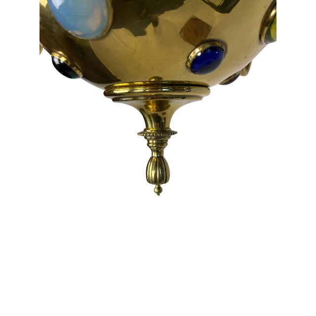 Early 20th Century Brass Moroccan Style Chandelier with Colored Stones For Sale - Image 13 of 18