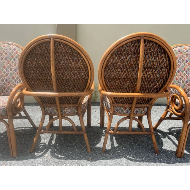 Mid 20th Century 4 Bamboo Rattan Dining Chairs For Sale - Image 5 of 9