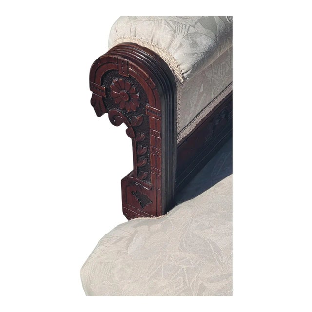 Solid 19th Century American Eastlake Loveseat Made of Walnut Wood, Refurbished. For Sale - Image 11 of 18