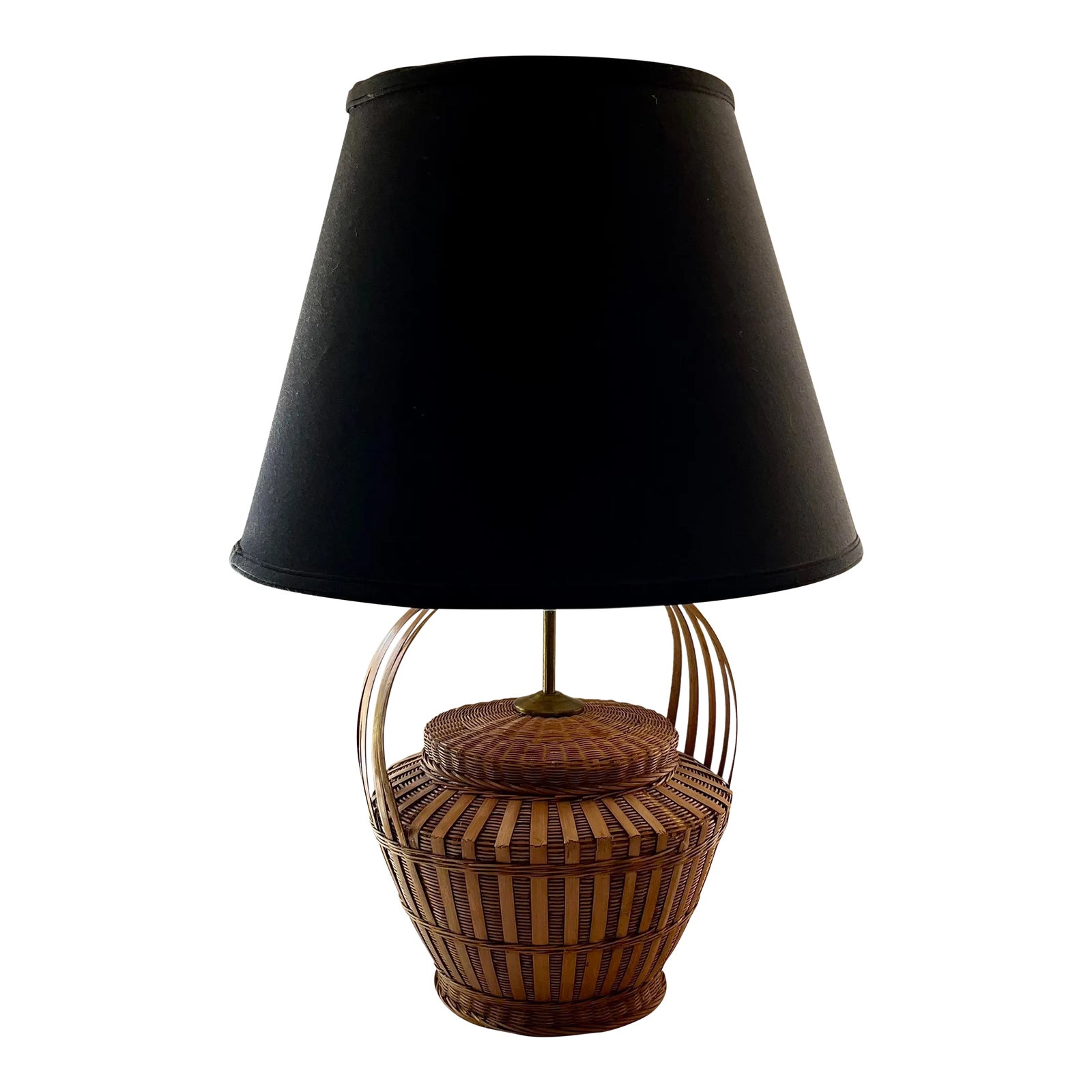 Vintage 1970s Wicker Basket Table Lamp Chairish