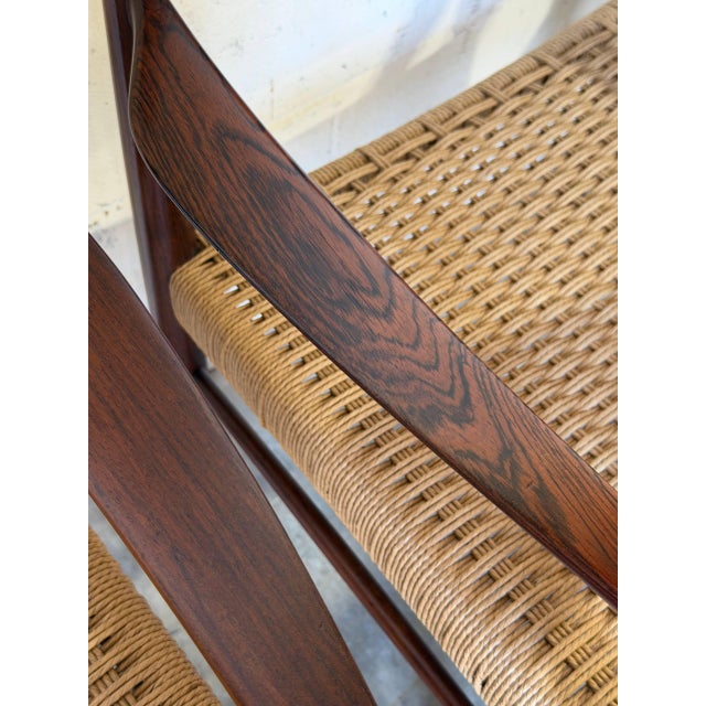 In Style of h.w. Klein for Bramin Teak and Rosewood Woven Cord Dining Armchairs Set of 6 Danish Mid-Century Modern 1960s For Sale - Image 9 of 10