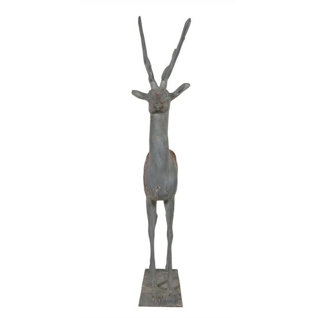 Mid-Century Continental Cast Lead Garden Statue of a Stag For Sale In West Palm - Image 6 of 12