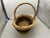 Vintage Oval Natural Wicker Gathering Basket With Handle, Moss Decoration For Sale - Image 11 of 15