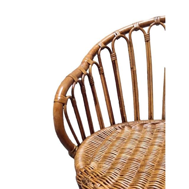 Mid-Century Modern Hourglass-Shaped Woven Wicker Stools in the style of Tito Agnoli, Italy, 1960s, Set of 2 For Sale - Image 3 of 11