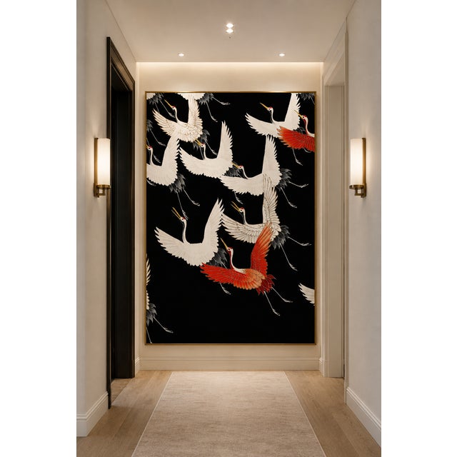 Paper Japanese Flying Cranes, Vintage Art Print Reproduction, 40" X 60" For Sale - Image 7 of 10