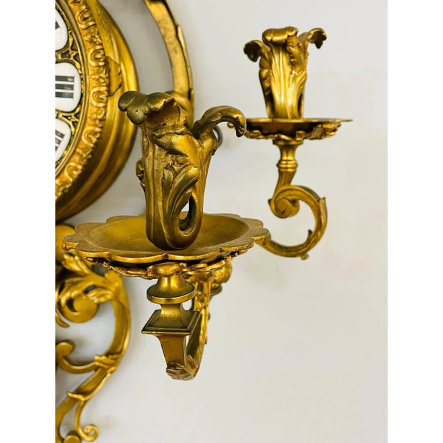 Metal Bronze Sconce Wall or Cartel Clock. Lerolle Freres, Paris, Rare, Unusual For Sale - Image 7 of 13