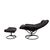 Comfortable and beautifully designed vintage Ekornes Stressless recliner and matching ottoman in black leather, made in...