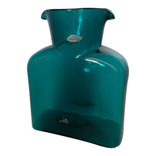 Blenko 384 Water Double Spout Pitcher in SeaBreeze For Sale
