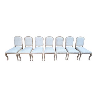 1980s Vintage Serge Roche Style Palm Frond Chairs - Set of 7 For Sale