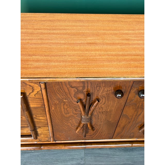 Brown 1970s Mid-Century Sideboard in the Style of Adrien Audoux and Frida Minet For Sale - Image 8 of 11