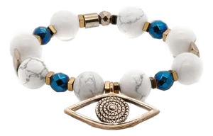 Always Protected White Howlite Beaded Evil Eye Bracelet