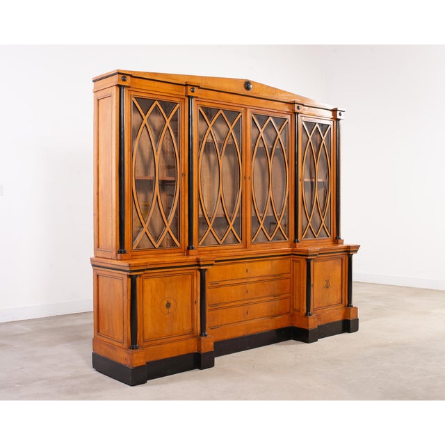 Grand important 19th century fruitwood bibliotheque library bookcase purported to be from 18th century Schloss...