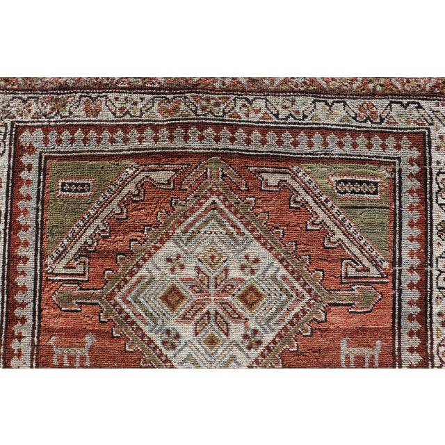 Antique Kurdish Runner With Rusty Red Background and Medallions Tribal Motifs 3'5 X 10'1 For Sale - Image 12 of 14