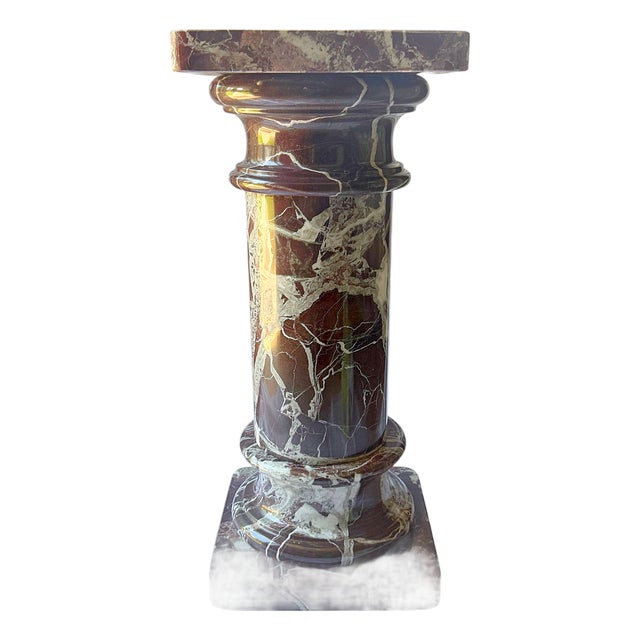 Vintage Neoclassical Rosso Levanto Marble Column Pedestal For Sale