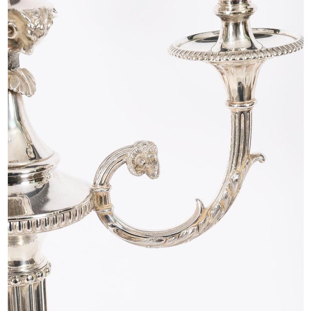Antique Large Silver Plated Four Light Candelabra, Set of 2 For Sale - Image 11 of 18