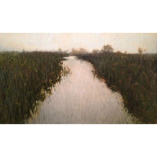 Even Flow by Eric G. Thompson | Oil Painting of a tranquil river through tall grass. For Sale