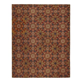 Antique French Needlepoint Rug in Red With Medallions For Sale