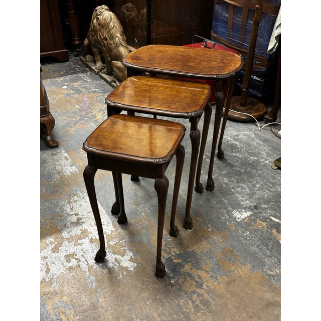 Vintage Walnut Nesting Tables, 1920s, Set of 3 For Sale - Image 18 of 18