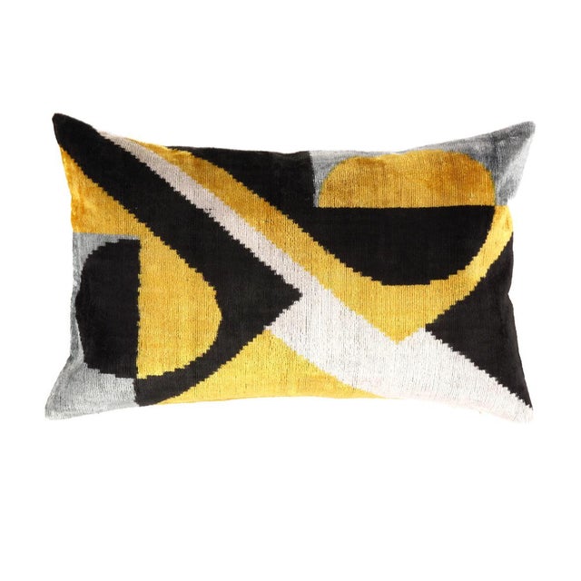 Contemporary Velvet Ikat Pillow For Sale - Image 11 of 11