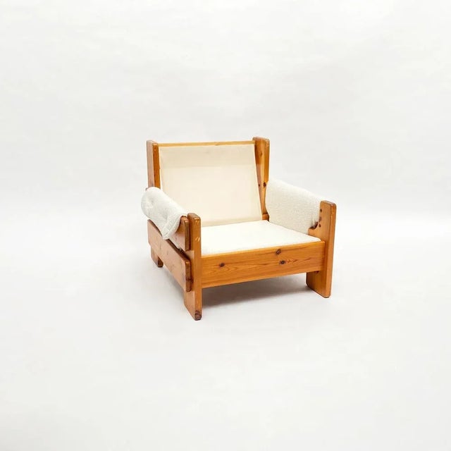 Mid-Century Swedish Brutalist Lounge Chair in Solid Pine, 1970s For Sale - Image 16 of 17