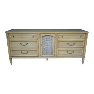 1950s Attributed to Basic Witz Yellow French Provincial Long Low 6 Drawer Dresser Chest of Drawers For Sale