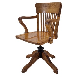 Industrial Oak Swivel Chair, 1900s For Sale