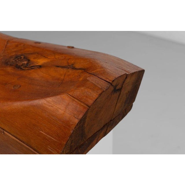 Organic Abstract Iroko Sculpture on Travertine Base, 1960s For Sale - Image 12 of 18