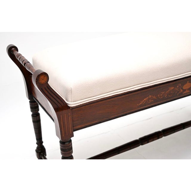 Brown Antique English Victorian Bench, 1880s For Sale - Image 8 of 11