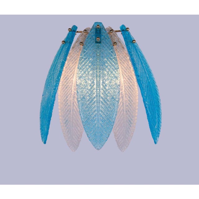 Murano Glass & Brass Palmette Wall Sconce, Italy, 1960s For Sale - Image 3 of 8