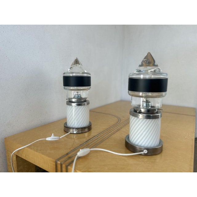 Space Age Murano Glass Table Lamps, Italy, 1970s, Set of 2 For Sale - Image 12 of 13