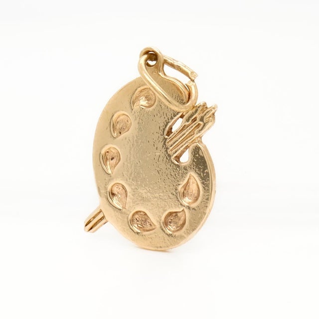 Mid 20th Century Vintage Signed American Charm Co 14k Gold Artist Palette & Brush Bracelet Charm For Sale - Image 5 of 15