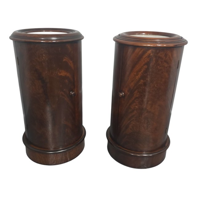 Cylindrical Bedside Cabinets, 1920, Set of 2 For Sale