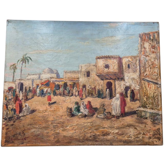 Mid 20th Century Original Orientalist Oil on Canvas Painting of Kairouan, Tunisia by F. Guinart - 20" X 16" For Sale - Image 6 of 9