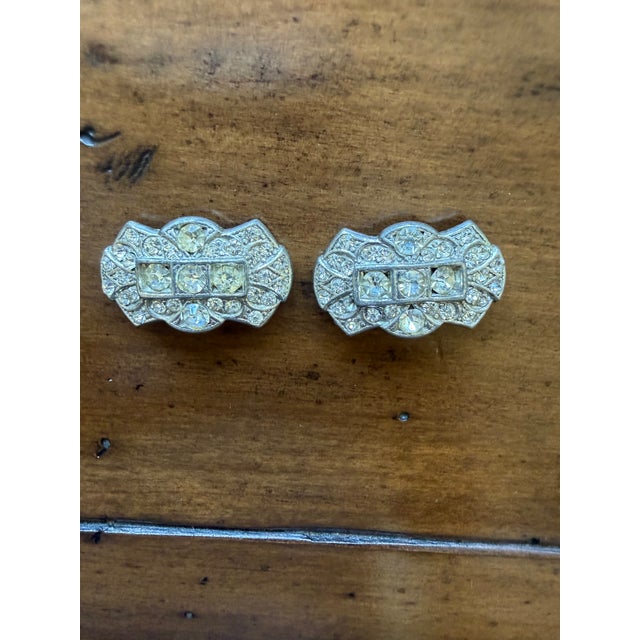 Art Deco Antique 1920’s Art Deco Clips, Pair For Sale - Image 3 of 3