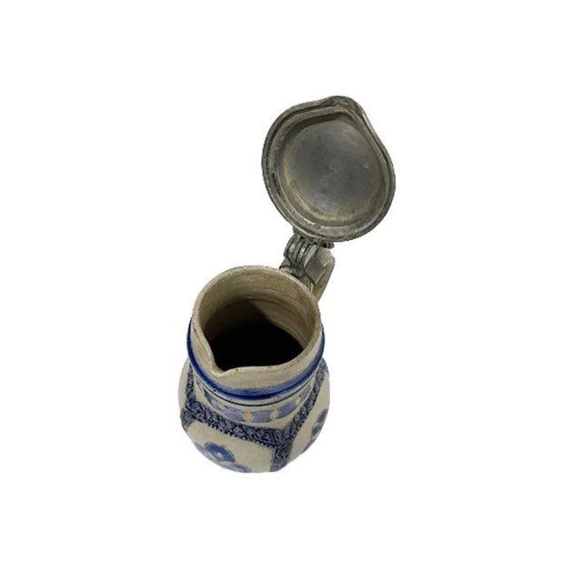 German Westerwald Salt Glazed Stoneware Jug, 17th Century For Sale - Image 6 of 9