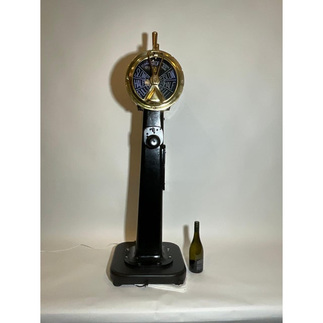 American ships bridge telegraph by Henschel of Amesbury Mass. The solid brass head has two faces with ships commands...