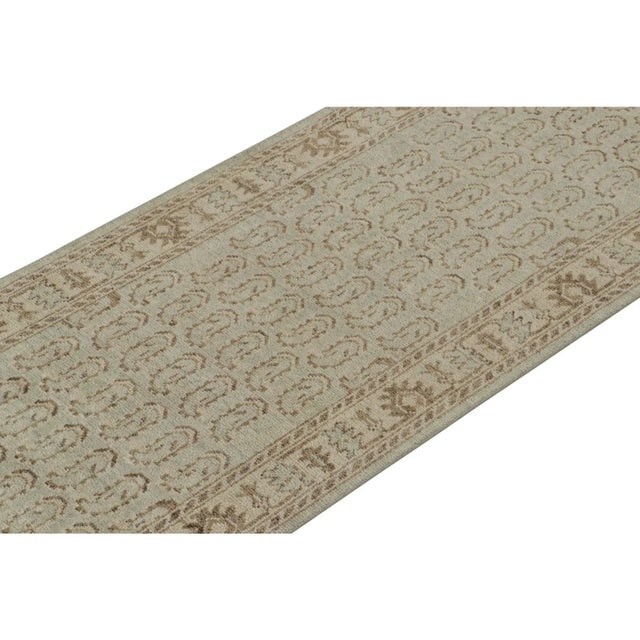 Tribal Rug & Kilim’sTribal Style Runner in Blue With Beige-Brown Paisley Patterns For Sale - Image 3 of 7