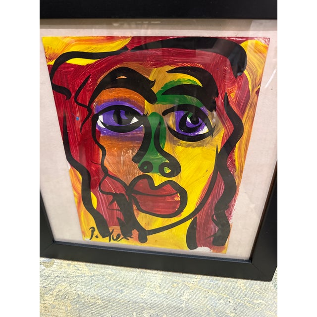 Abstract 1970s Peter Keil Original Abstract Colorful Portrait Painting For Sale - Image 3 of 7