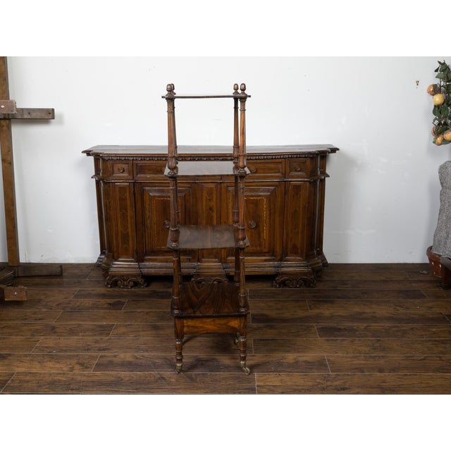 English 19th Century Wooden Trolley with Three Shelves and Single Drawer For Sale - Image 4 of 10