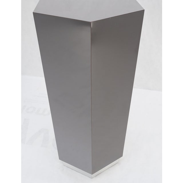Gray Grey Laminate Aluminum Base Hexagon Shape Mid-Century Modern Pedestal For Sale - Image 8 of 9