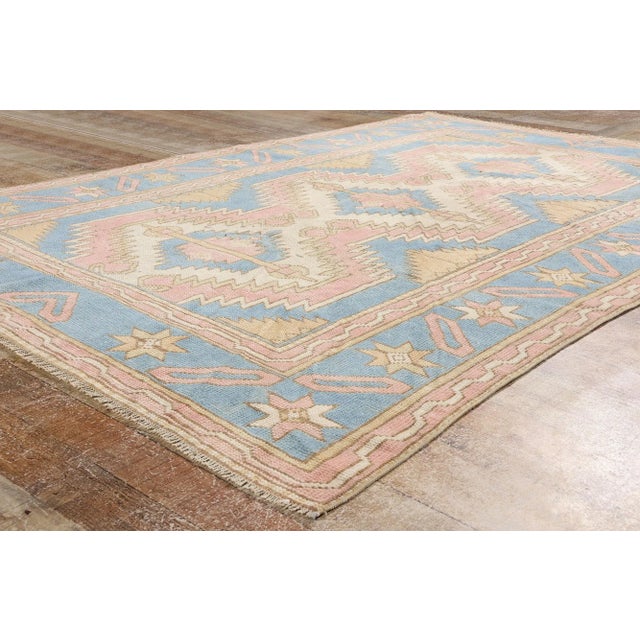 Textile Vintage Pink Turkish Oushak Rug - 04'11 X 07'02 For Sale - Image 7 of 9