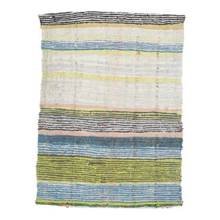 Vintage Turkish Hand-Knotted Wool Cotton Beige Kilim Area Rug For Sale