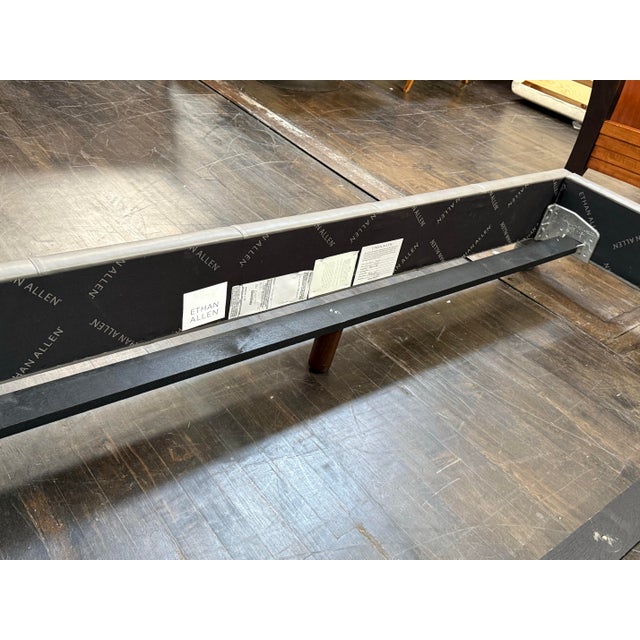 Eastern King Size Ethan Allen Tufted Nailhead Leather Bed Frame For Sale - Image 9 of 12